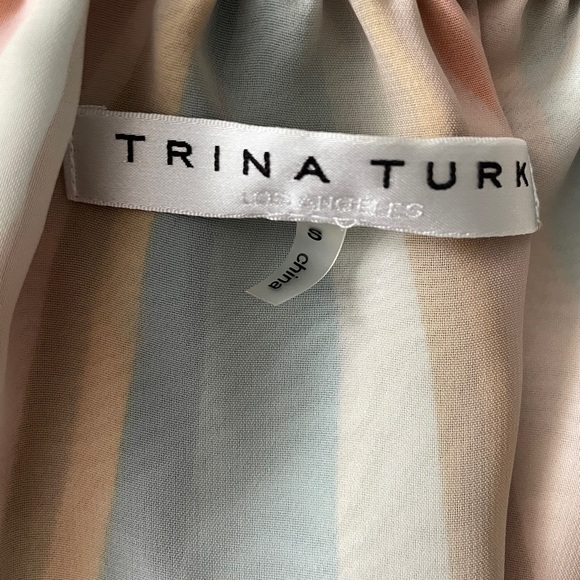 Trina Turk Loveable Off the Shoulder Multicolor Bright Striped Summer Top Small - Picture 14 of 15